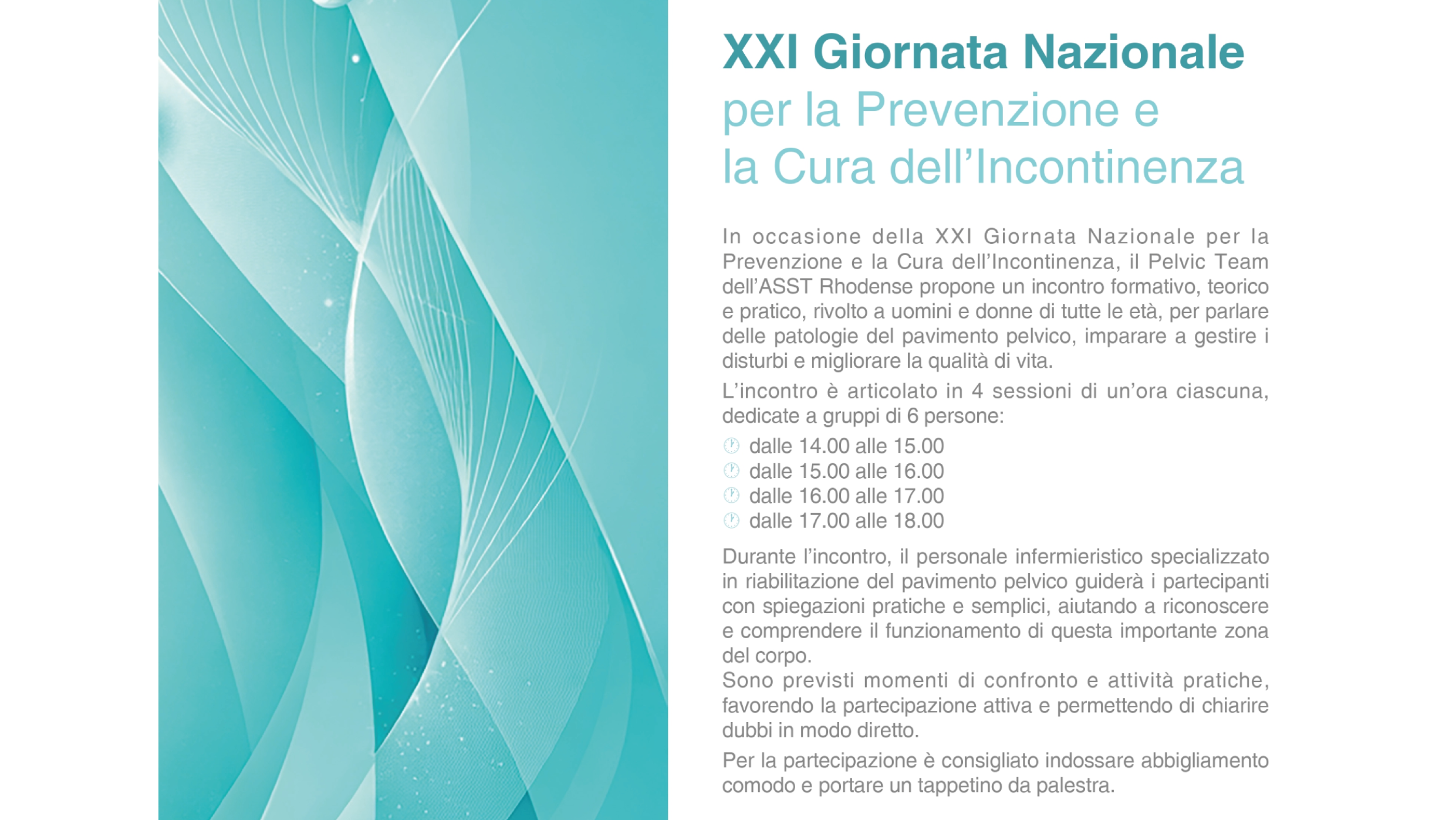 22 giugno - XXI Giornata Nazionale Incontinenza